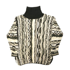 Vintage Coogi Textured 3D Knit Turtleneck Sweater Size L 90s